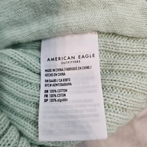 American Eagle Mint Green Pastel Crocheted Cropped Tank Top Size Medium O74 - Picture 7 of 8